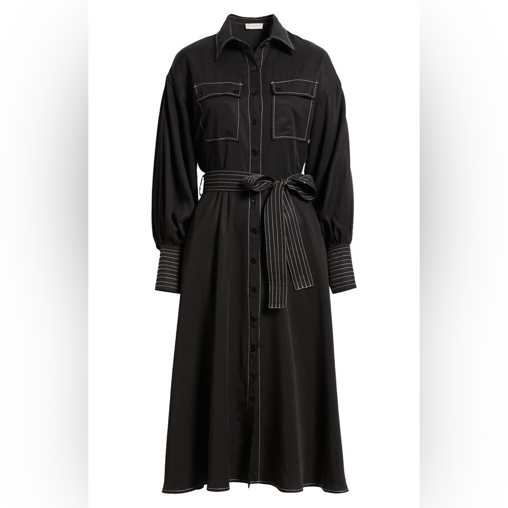 CIEBON
Women’s Janie Topstitch Tie Waist Long Sleeve Midi Dress
Size S
